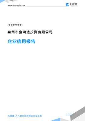 泉州市金鸿达投资企业信用报告综合分析